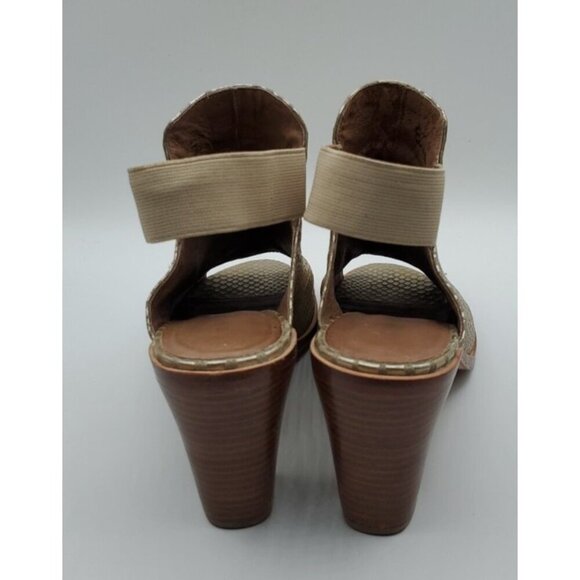 Donald PLINER Khloe Gold Leather Platino Snake Print Peep Toe Shoe Bootie Size 9 - Picture 5 of 14